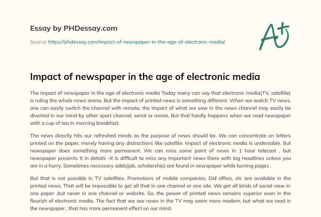 essay influence of electronic media on print media