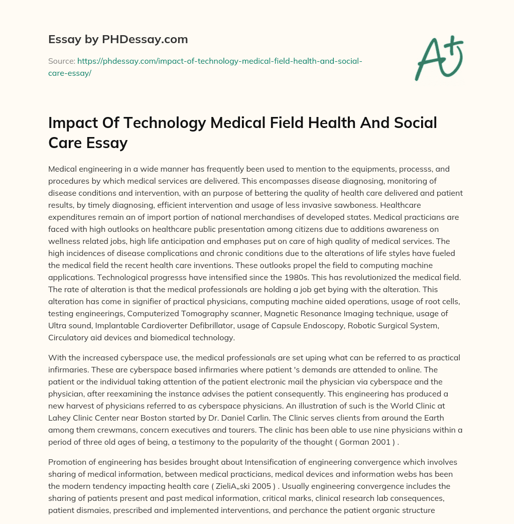 Impact Of Technology Medical Field Health And Social Care Essay essay