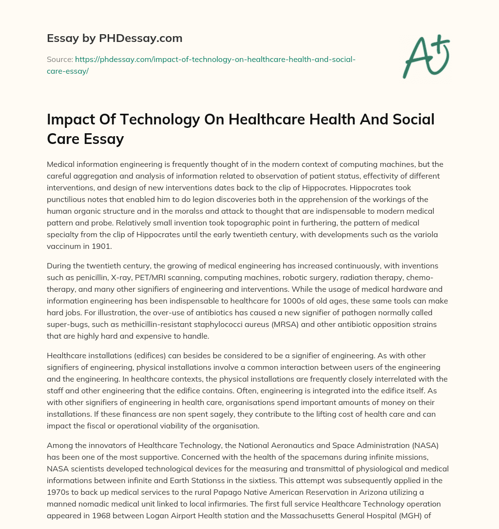 essay on technology and healthcare