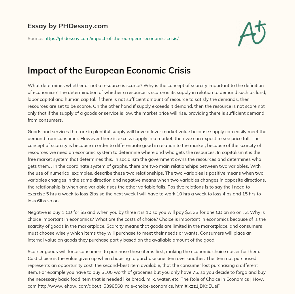 Impact of the European Economic Crisis essay