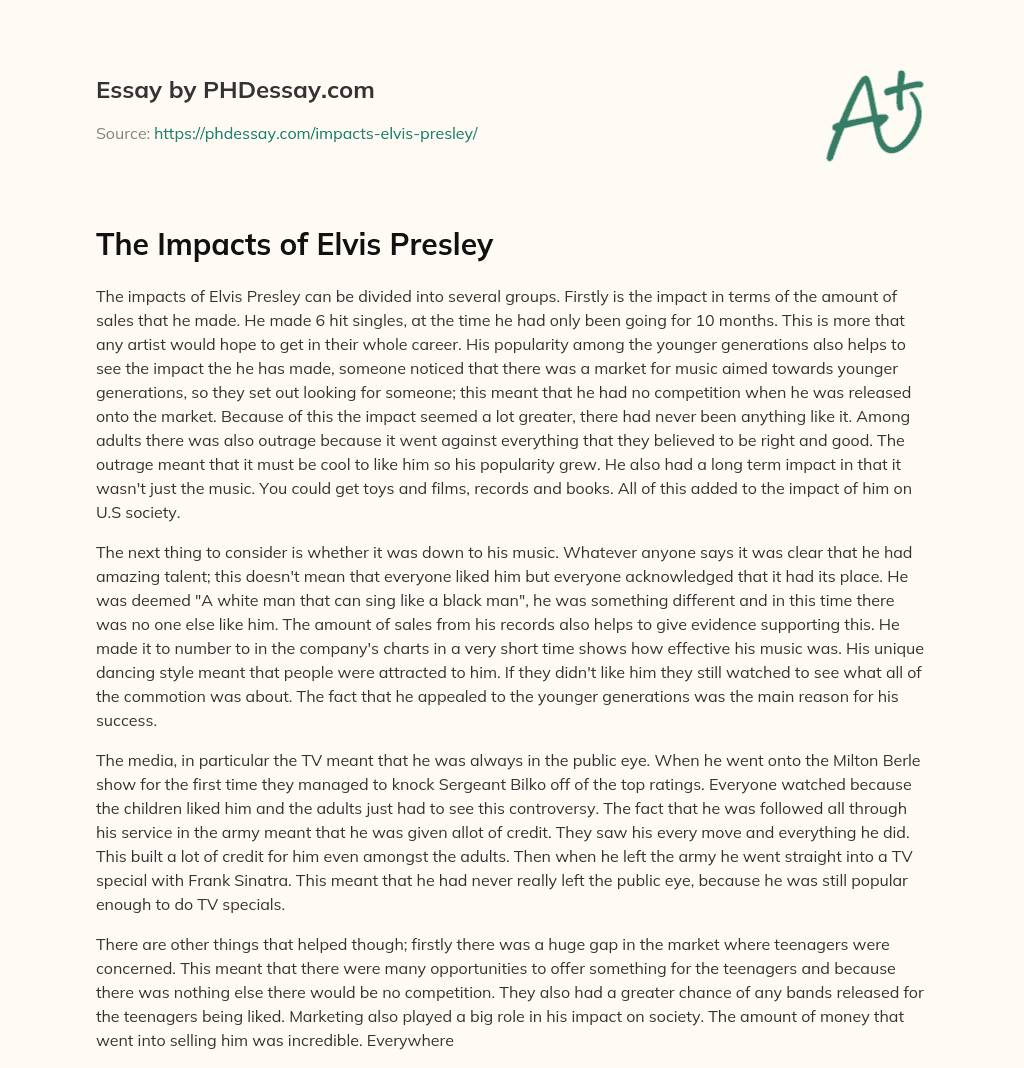 The Impacts of Elvis Presley essay