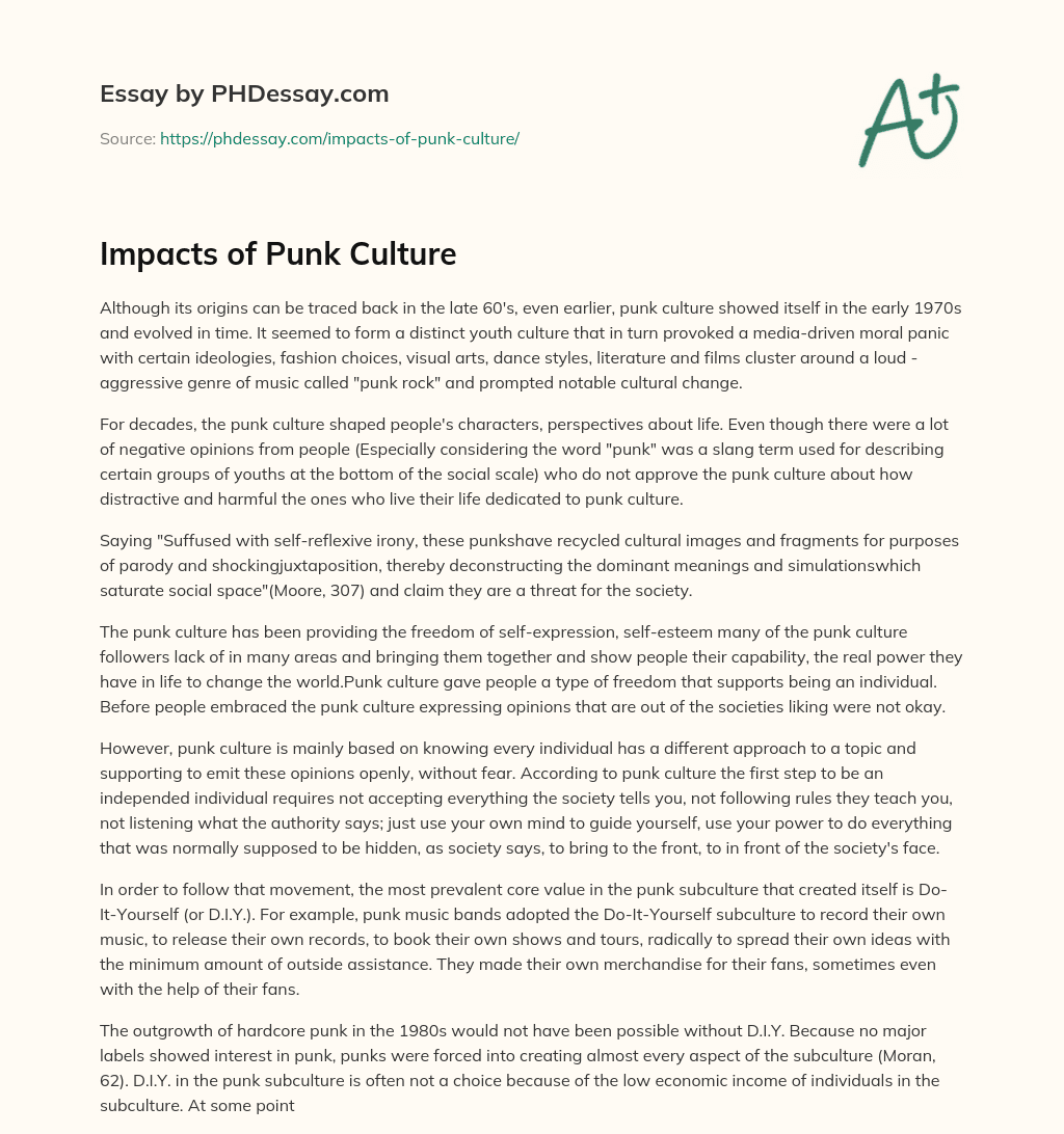 Impacts of Punk Culture essay