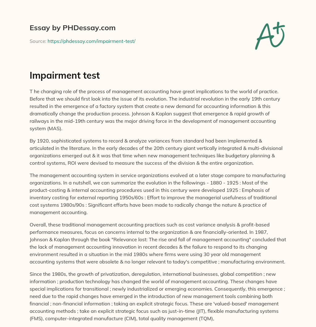 Impairment test essay