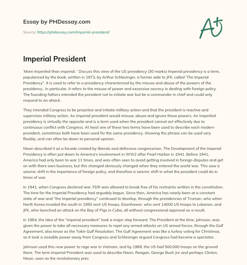 Imperial President essay
