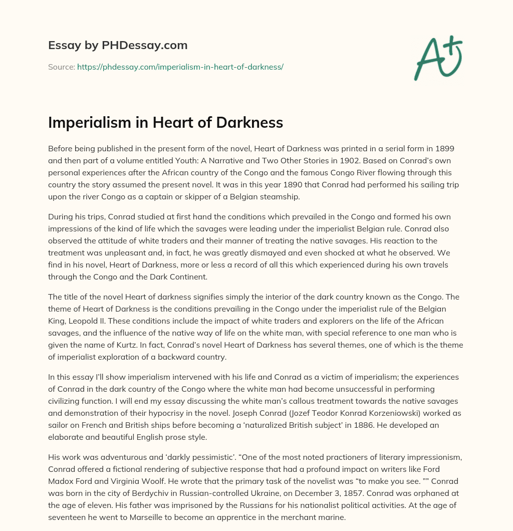 Imperialism in Heart of Darkness essay