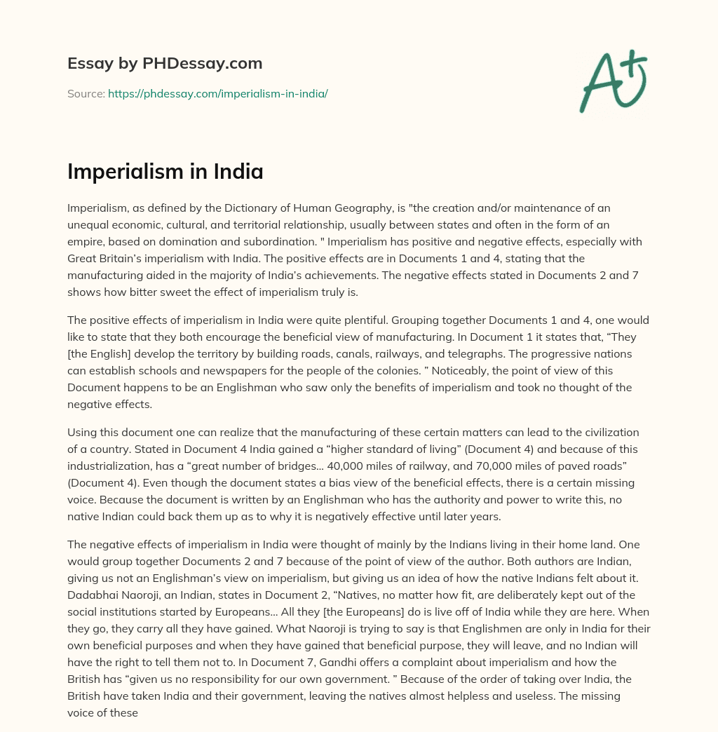 Imperialism in India essay