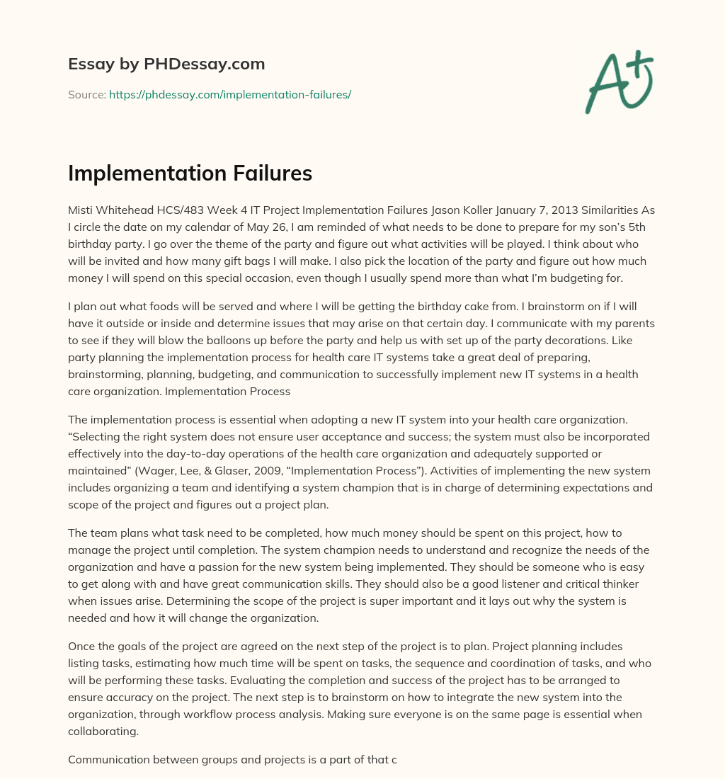 Implementation Failures essay