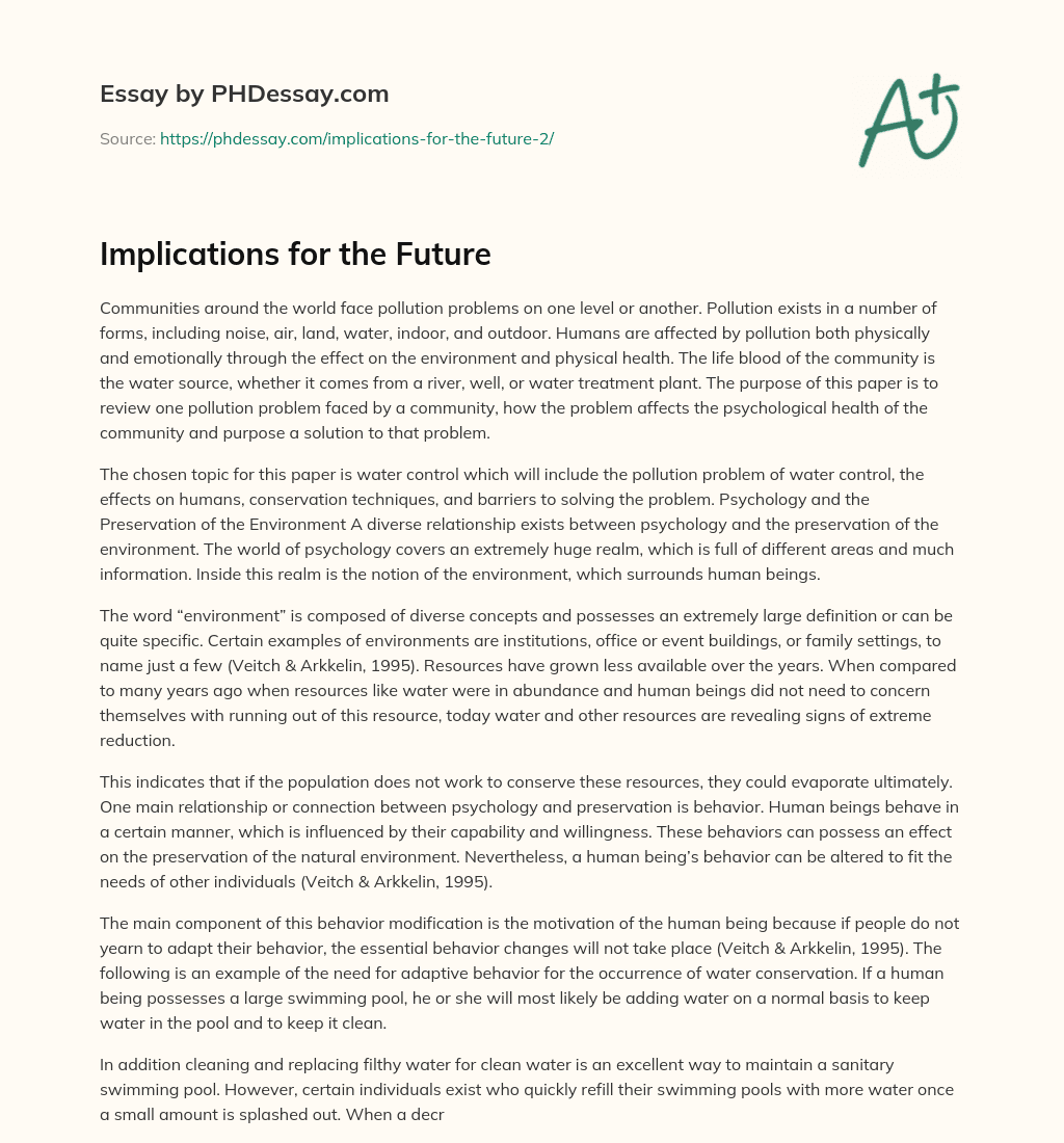 Implications for the Future essay
