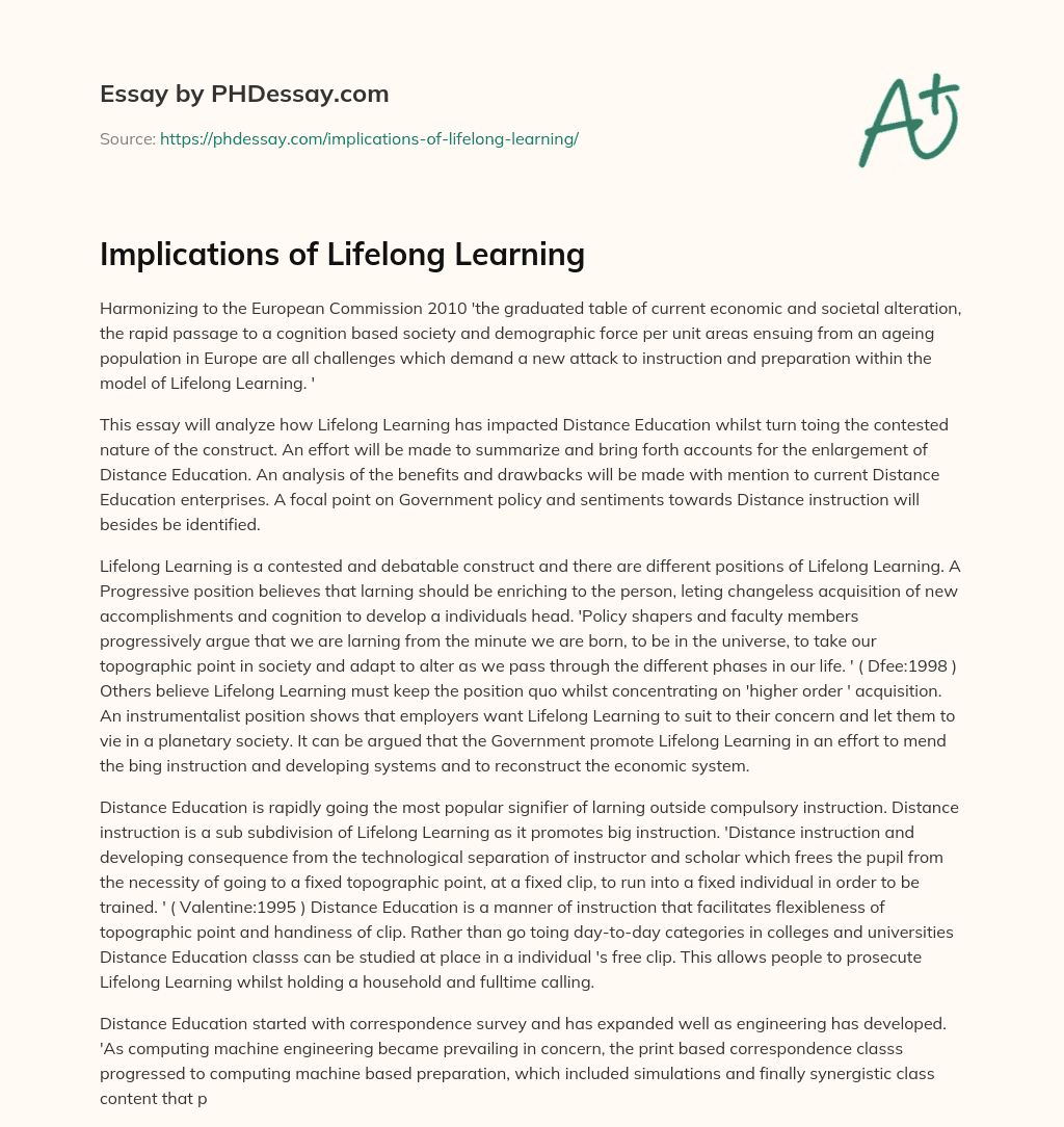 Implications of Lifelong Learning essay