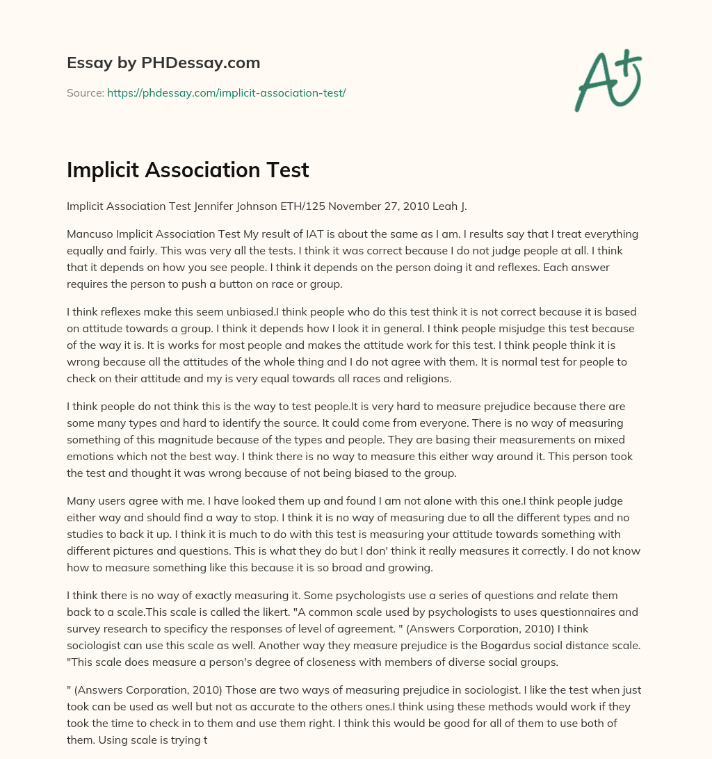 Implicit Association Test essay