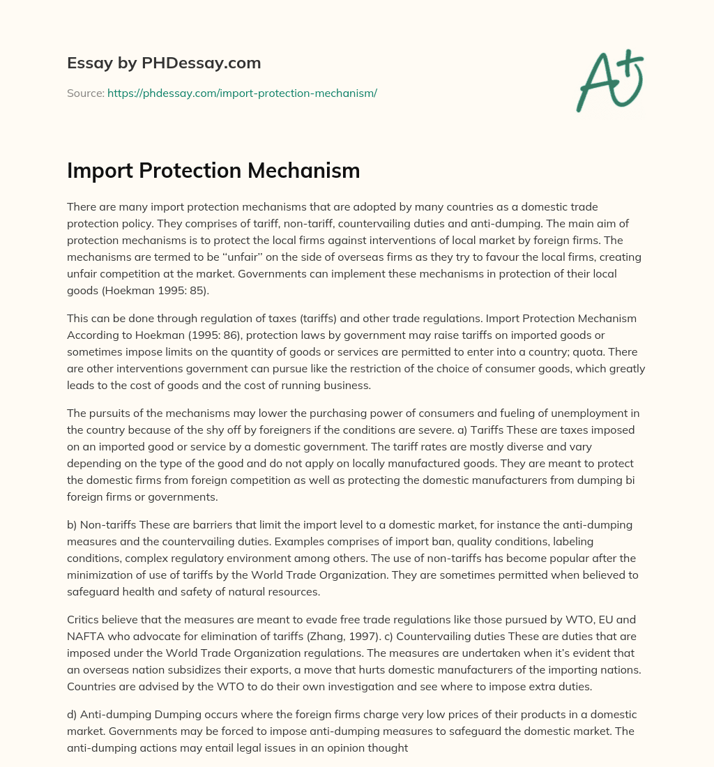 Import Protection Mechanism essay