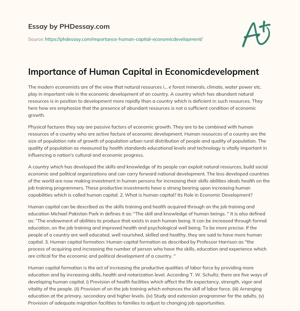 human capital essay pdf
