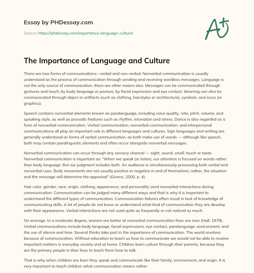 language and culture essay pdf