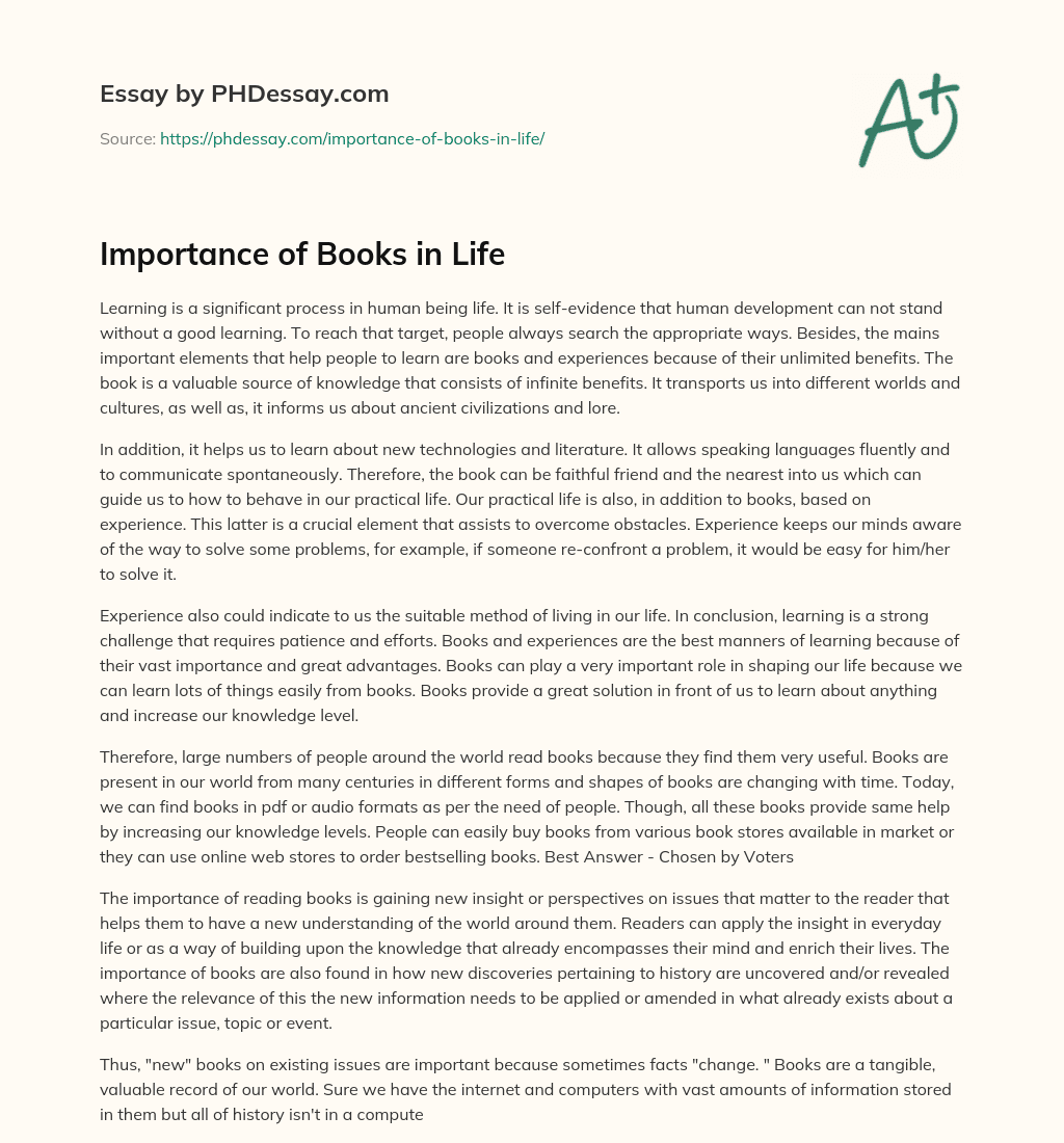 the role of books in our life essay