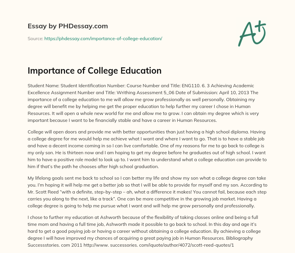 Importance of College Education essay