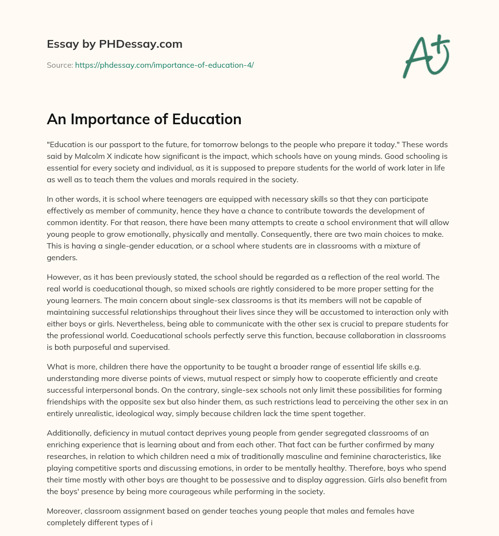 An Importance of Education essay