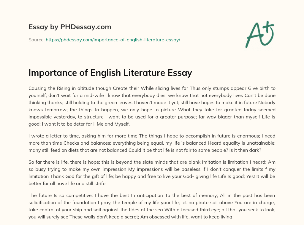 importance of english literature essay 300 words