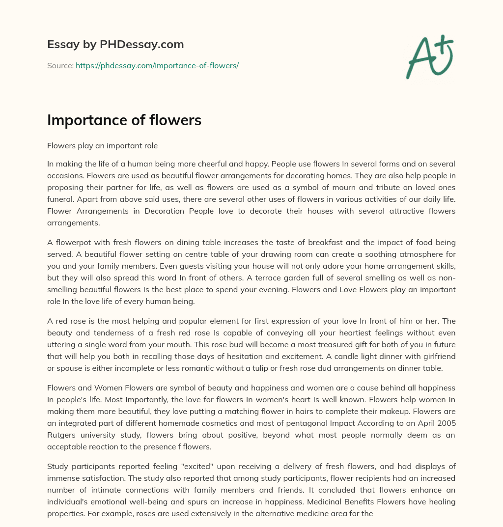 Importance of flowers