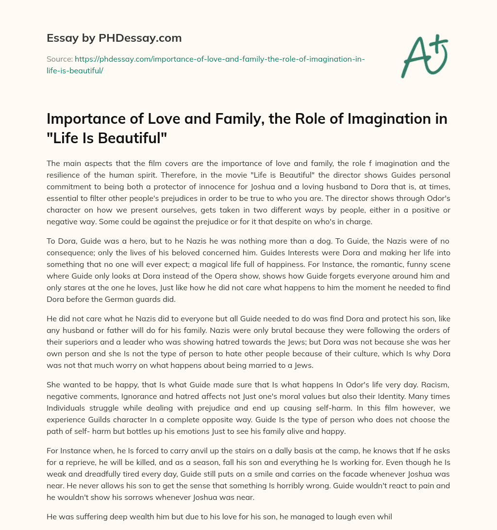 Importance of Love and Family, the Role of Imagination in "Life Is