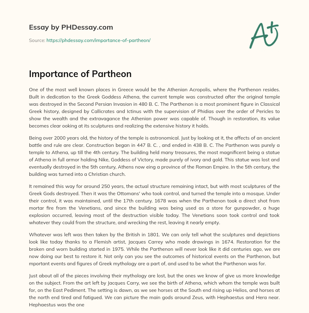 Importance of Partheon essay