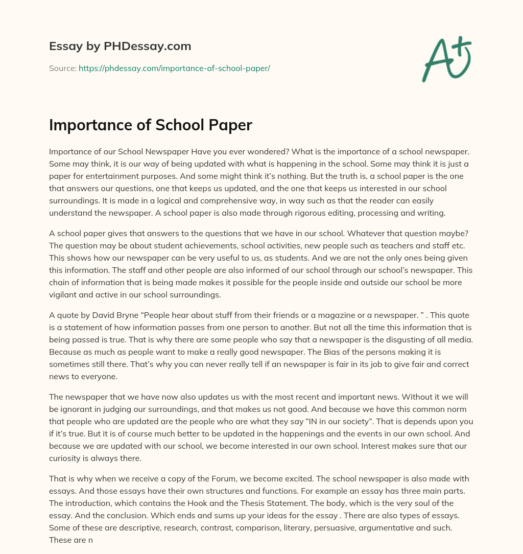 importance of paper essay