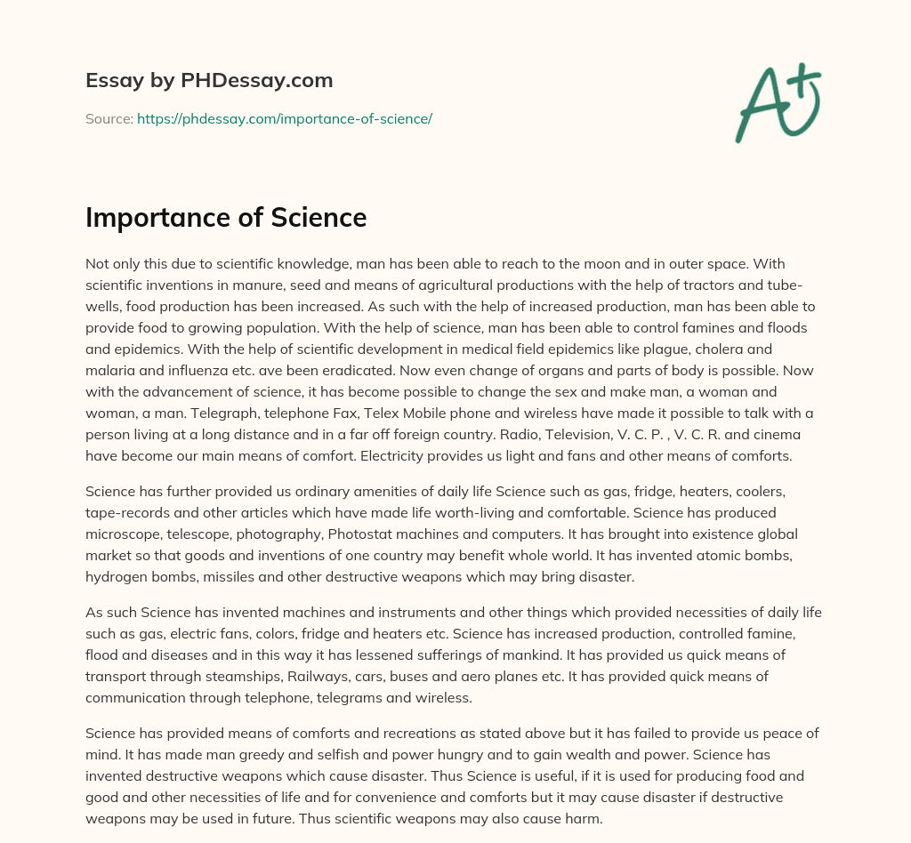 essay importance of science