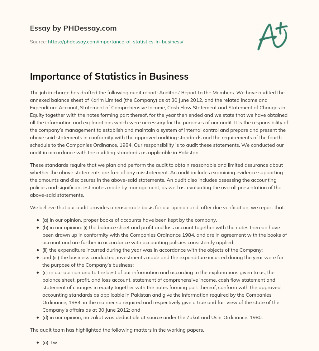 Importance of Statistics in Business essay