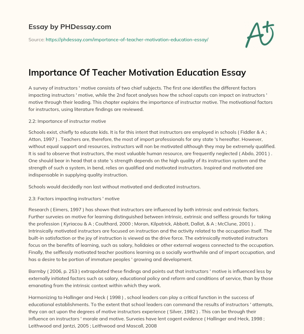 motivation essay for students example