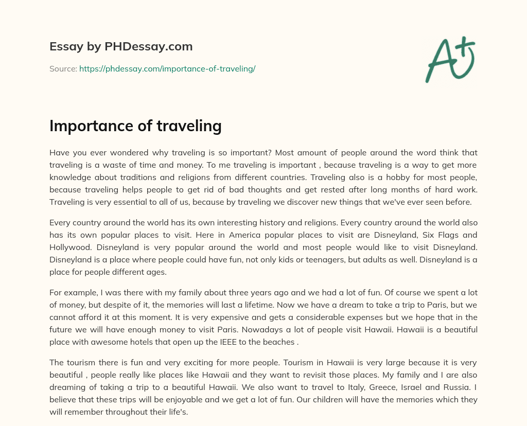 essay about importance of traveling