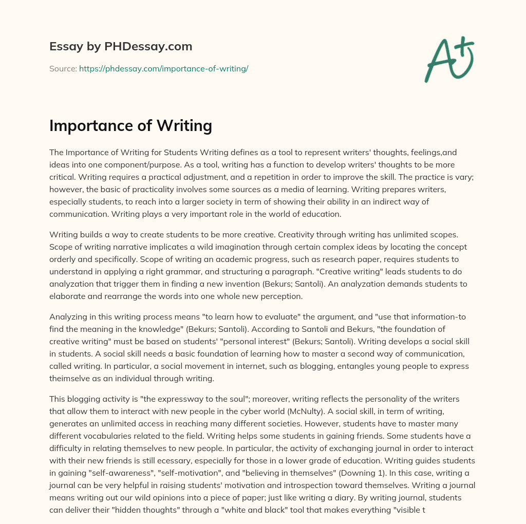 Importance of Writing essay