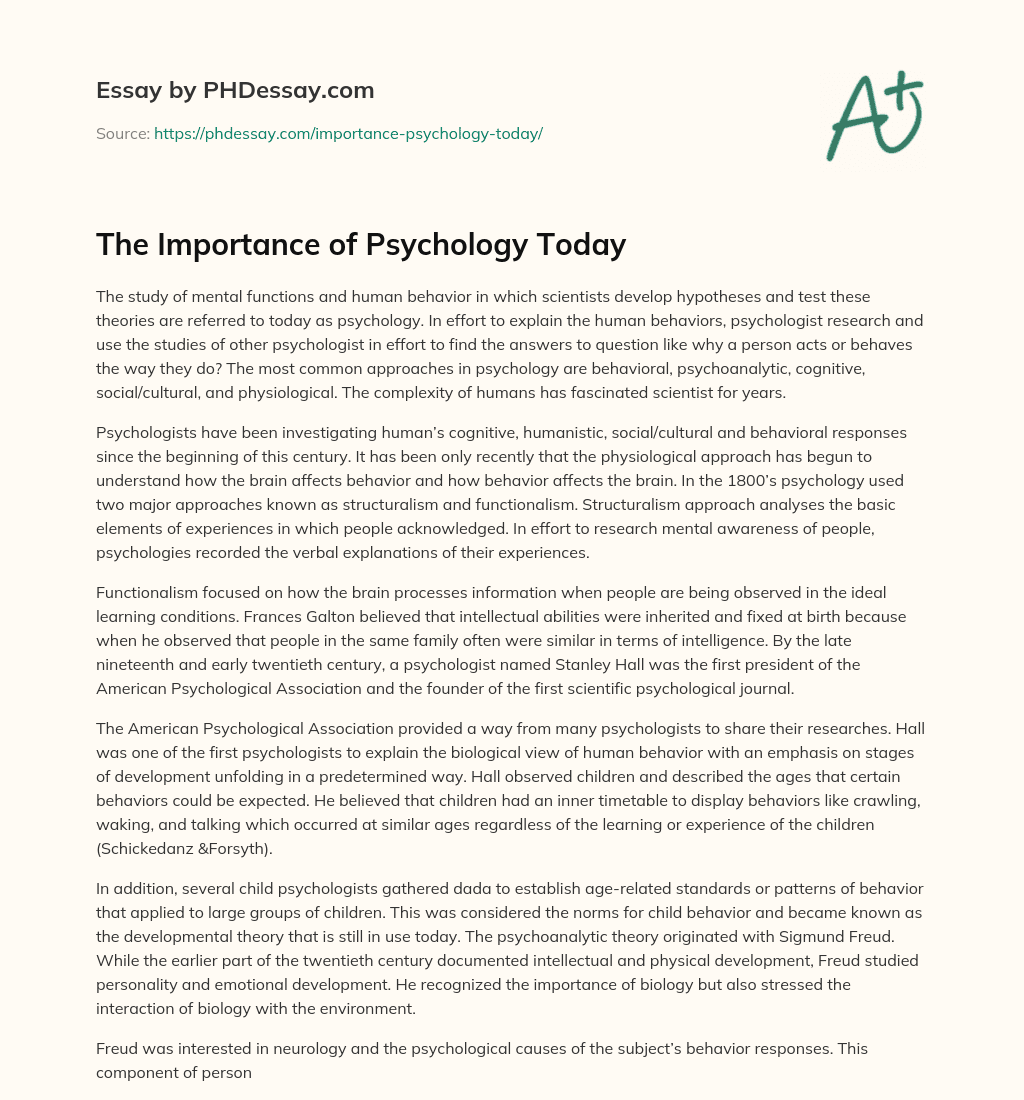 essay on psychological theories