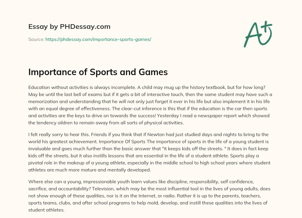 importance of sports and games essay 300 words