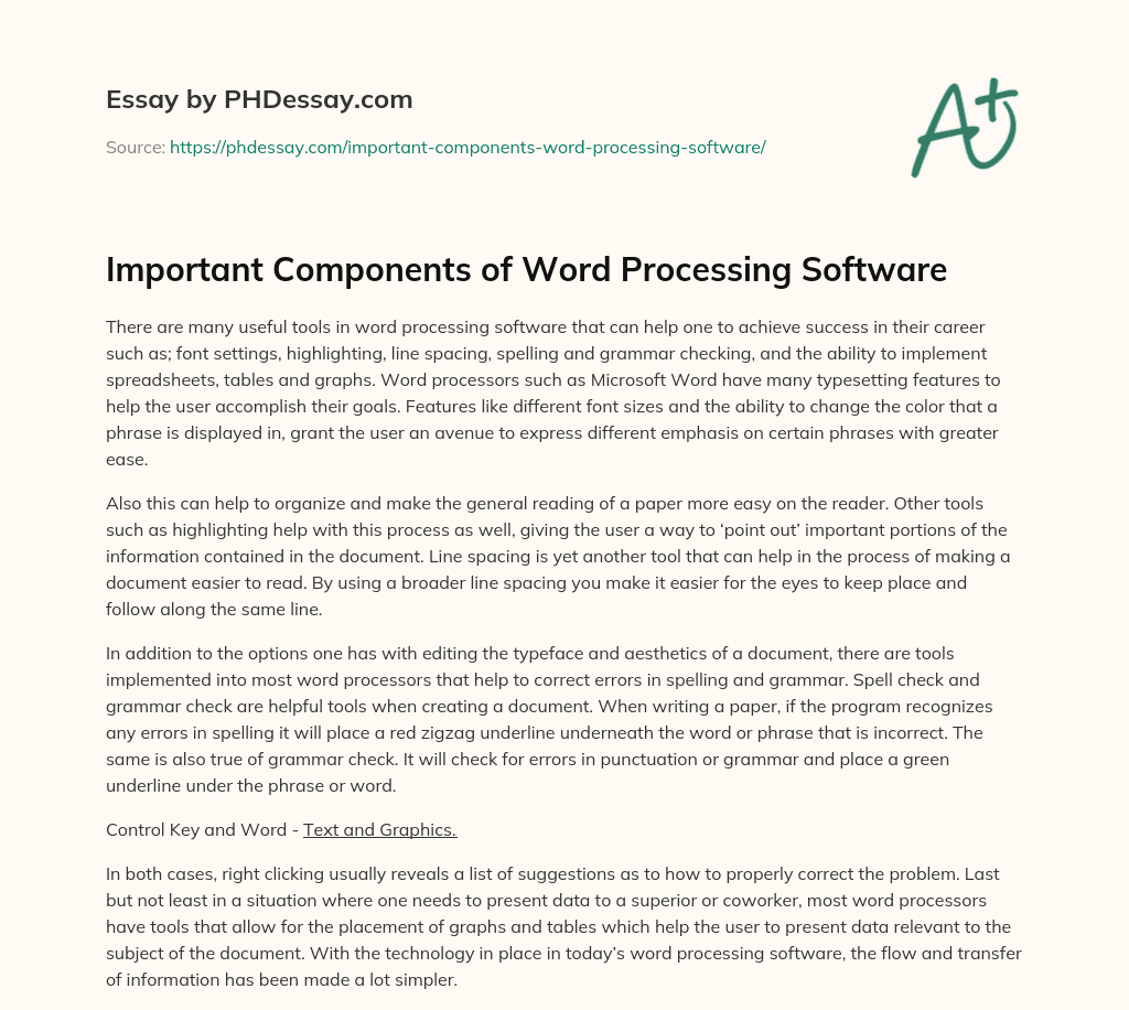 essay on word processing software