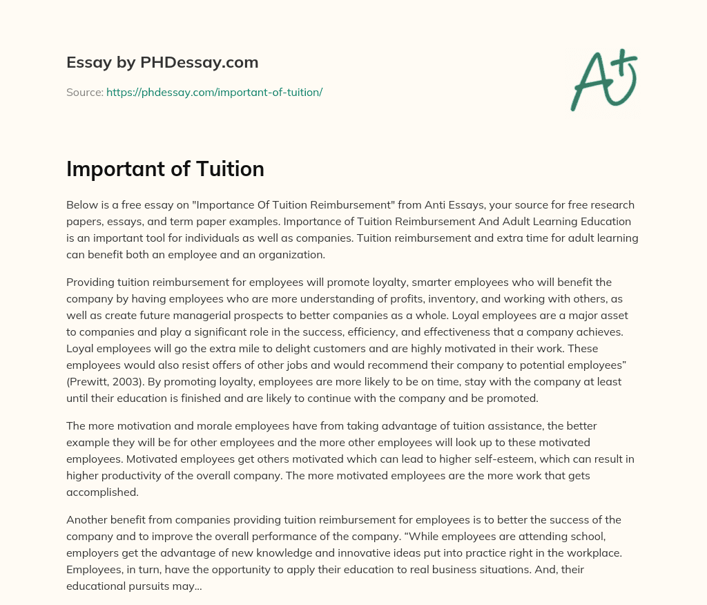 Important of Tuition essay