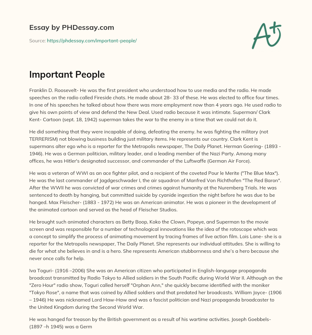 Important People essay