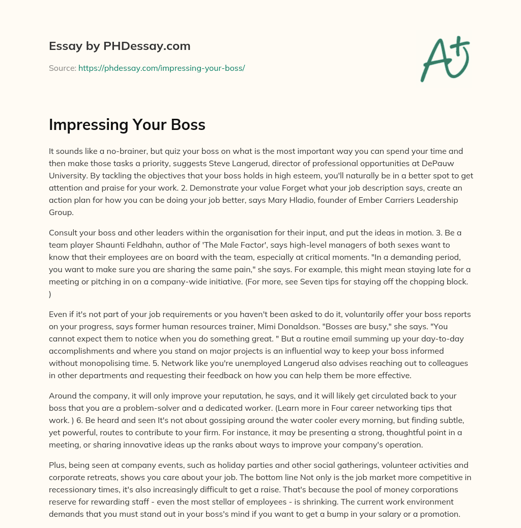 Impressing Your Boss essay