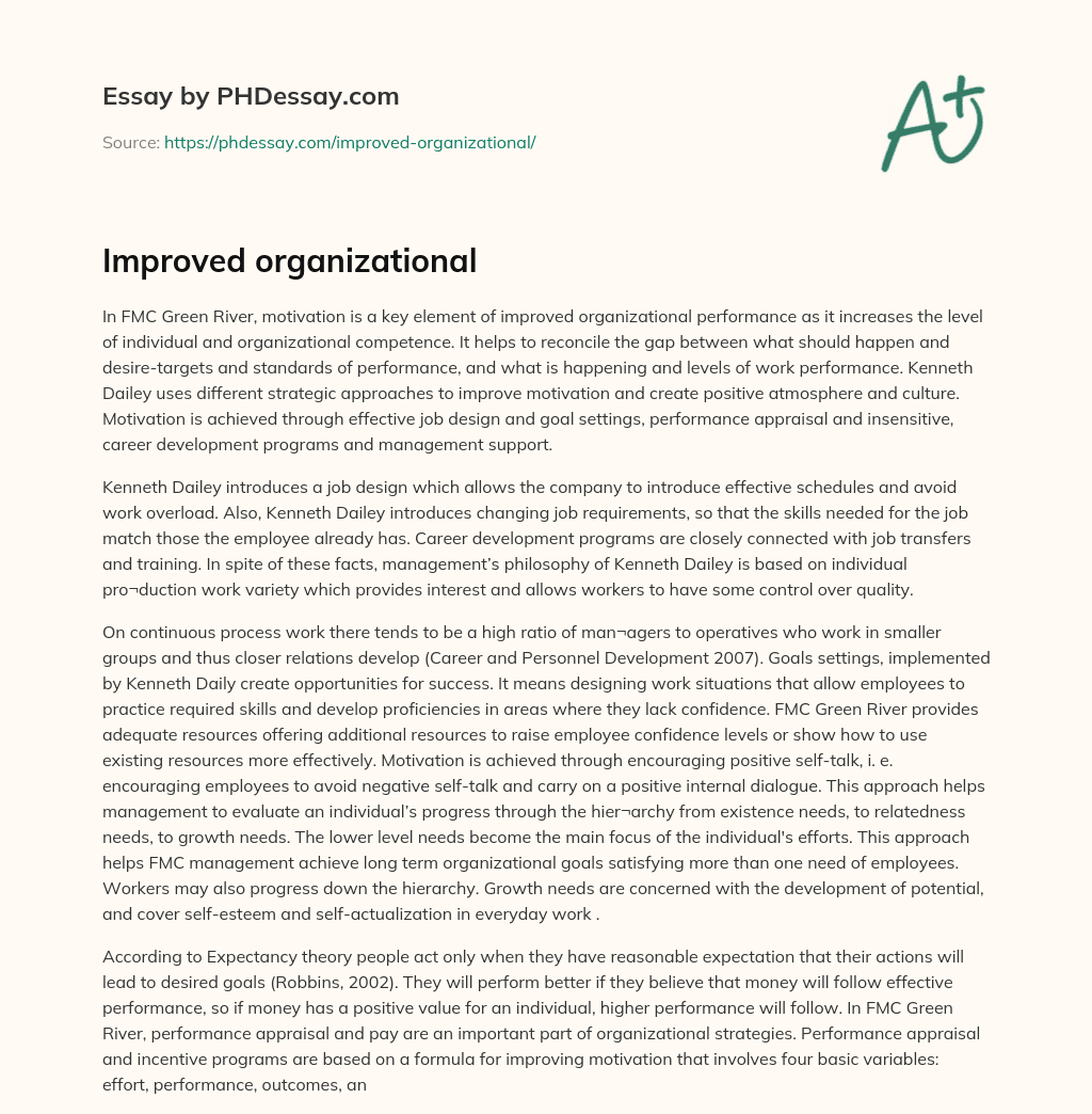 Improved organizational essay
