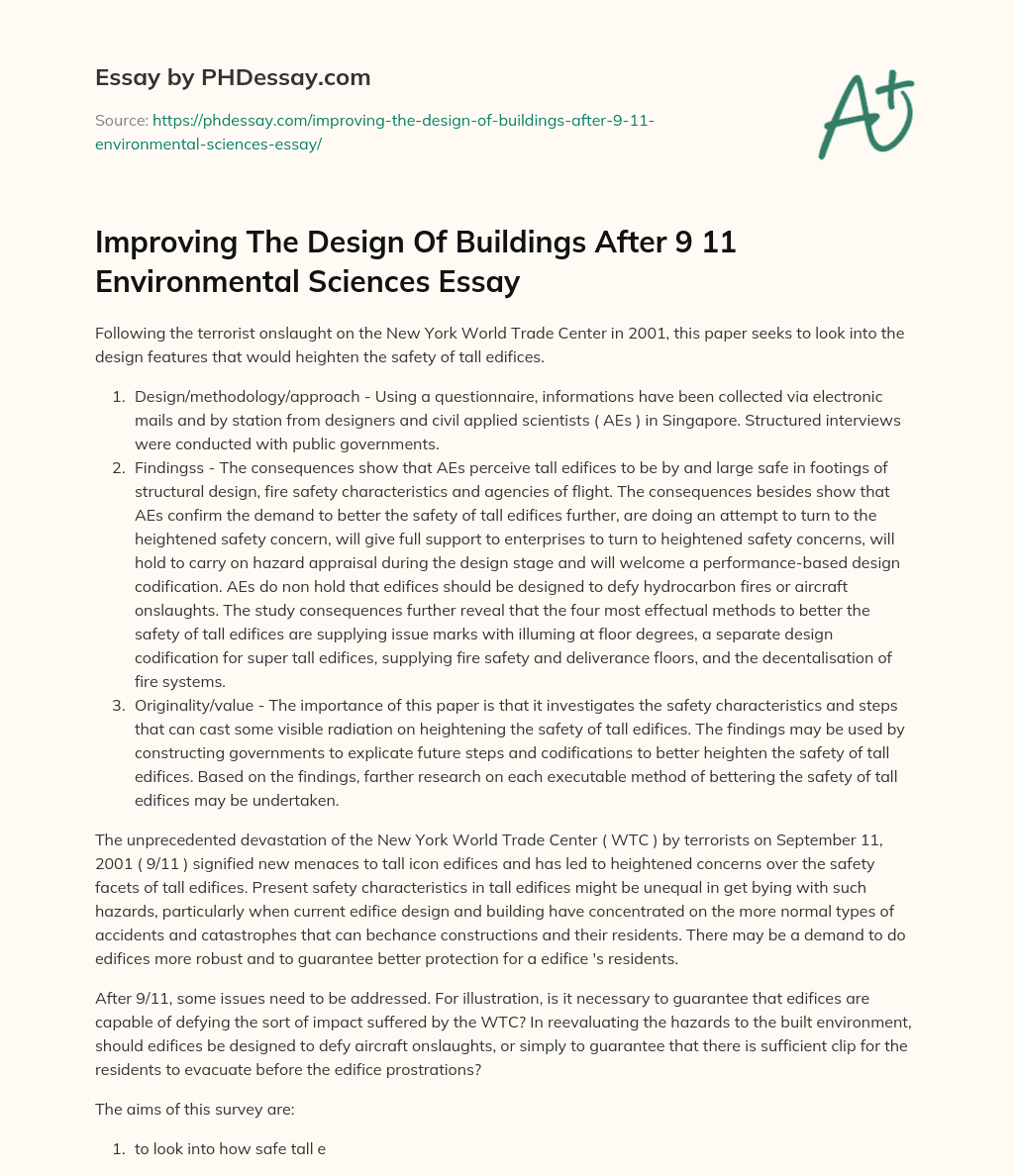 Improving The Design Of Buildings After 9 11 Environmental Sciences Essay essay