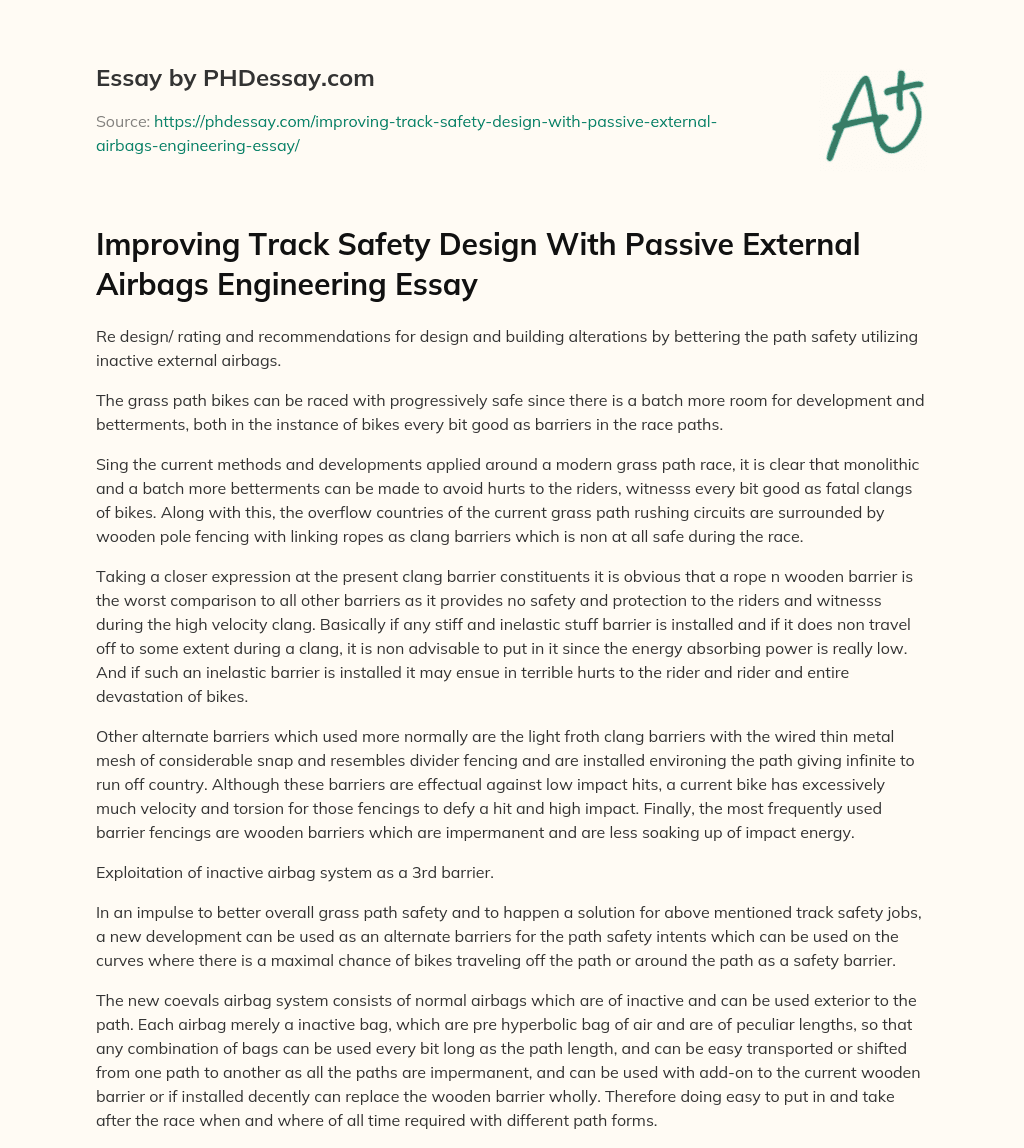 Improving Track Safety Design With Passive External Airbags Engineering Essay essay