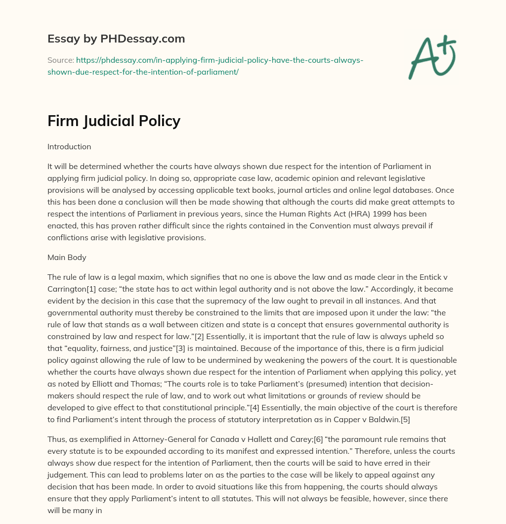 Firm Judicial Policy essay