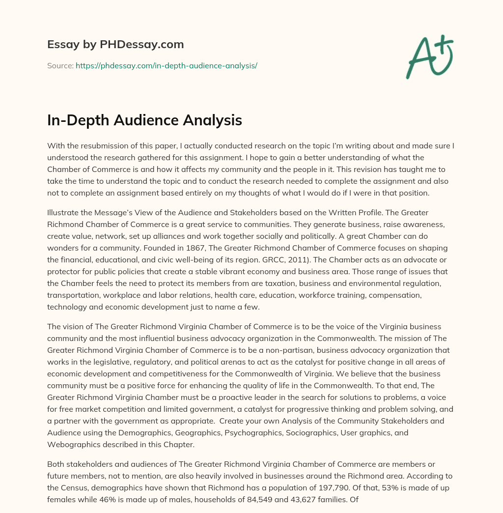 In-Depth Audience Analysis essay