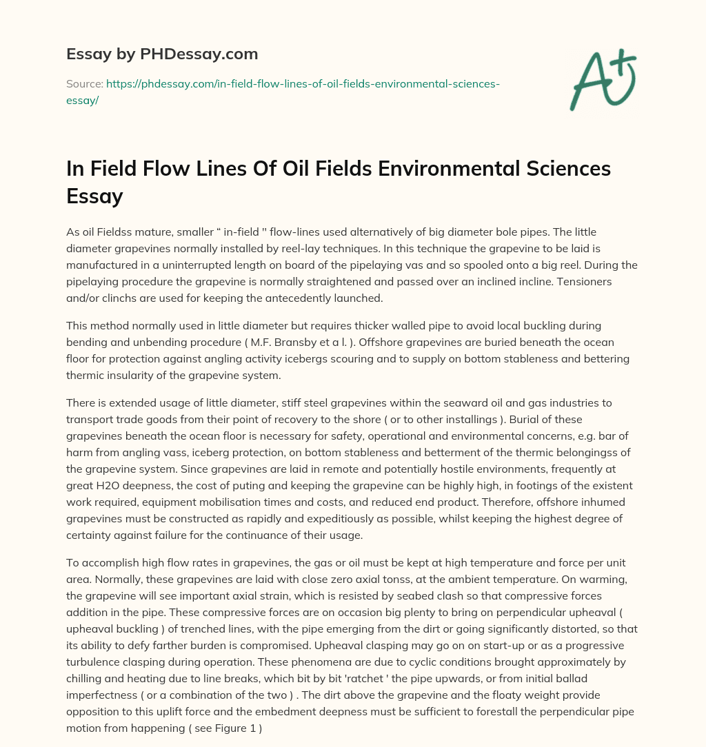 In Field Flow Lines Of Oil Fields Environmental Sciences Essay essay