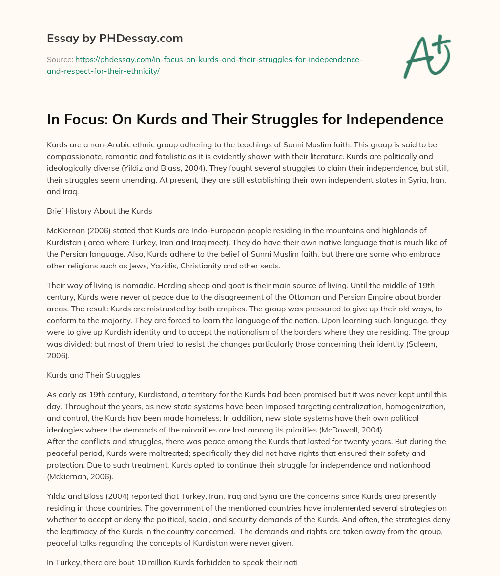 In Focus: On Kurds and Their Struggles for Independence essay