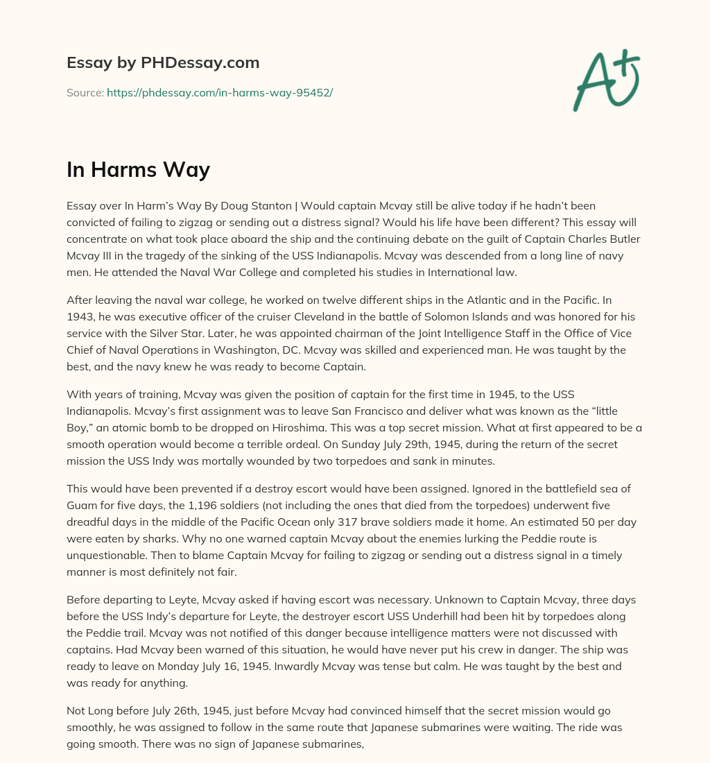 In Harms Way essay