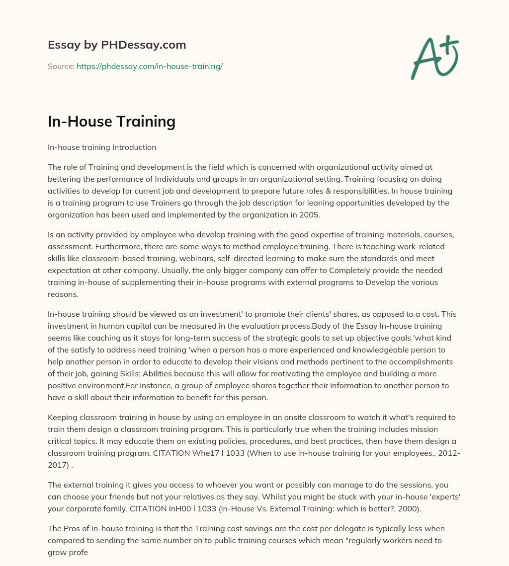 In-House Training essay