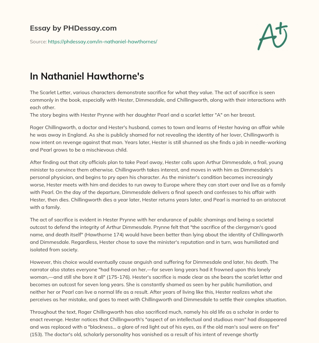 In Nathaniel Hawthorne’s essay
