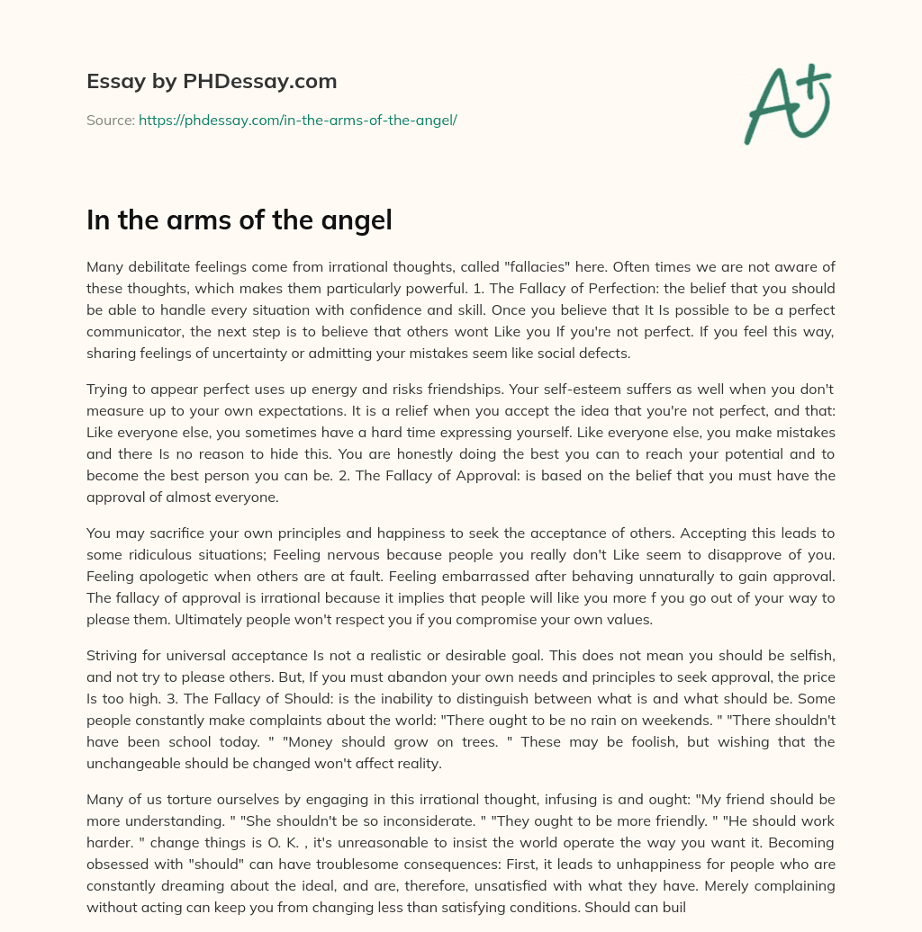 In the arms of the angel essay