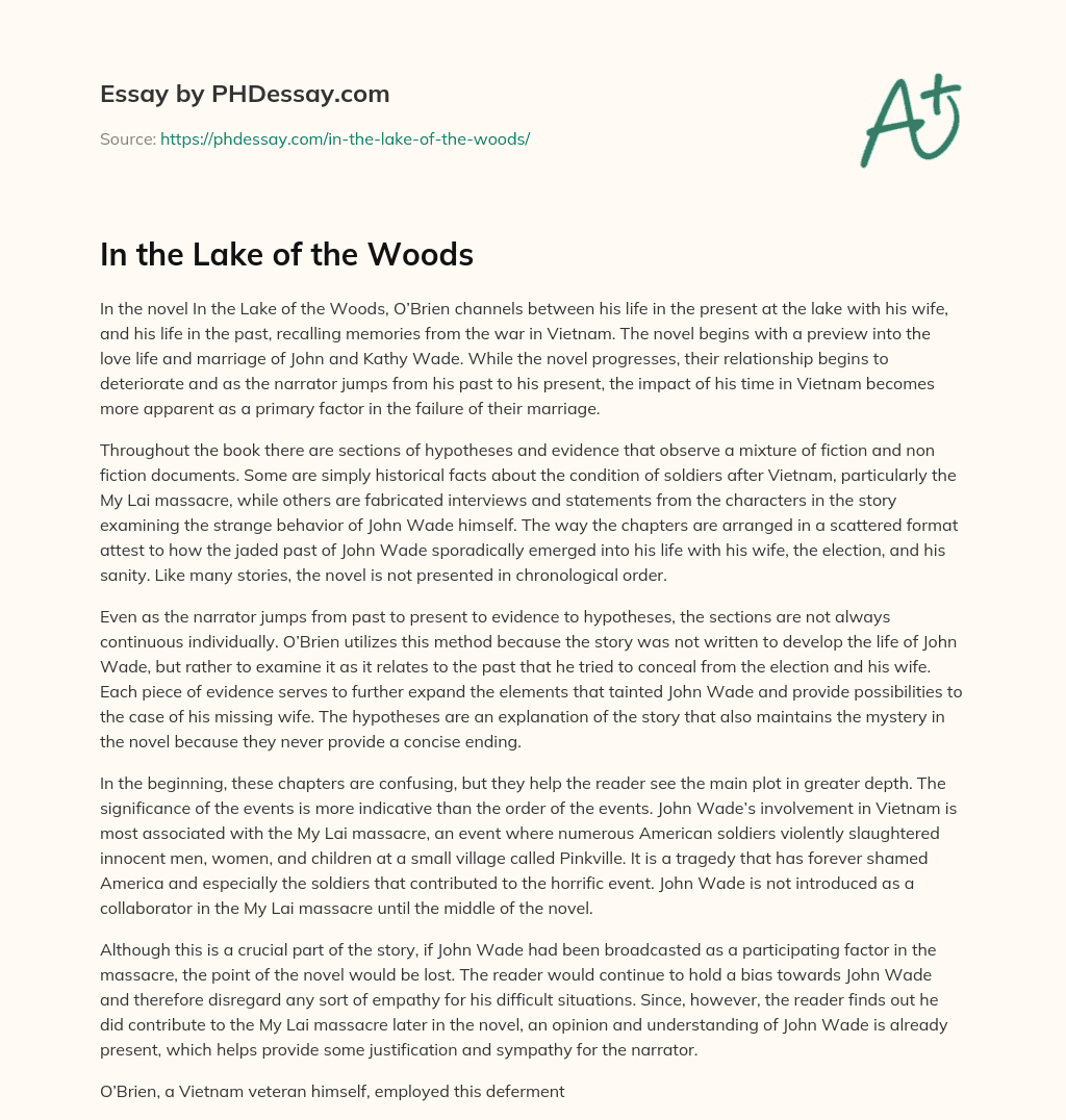 In the Lake of the Woods essay