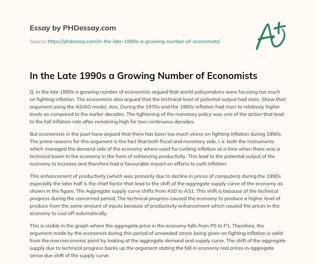 In the Late 1990s a Growing Number of Economists essay