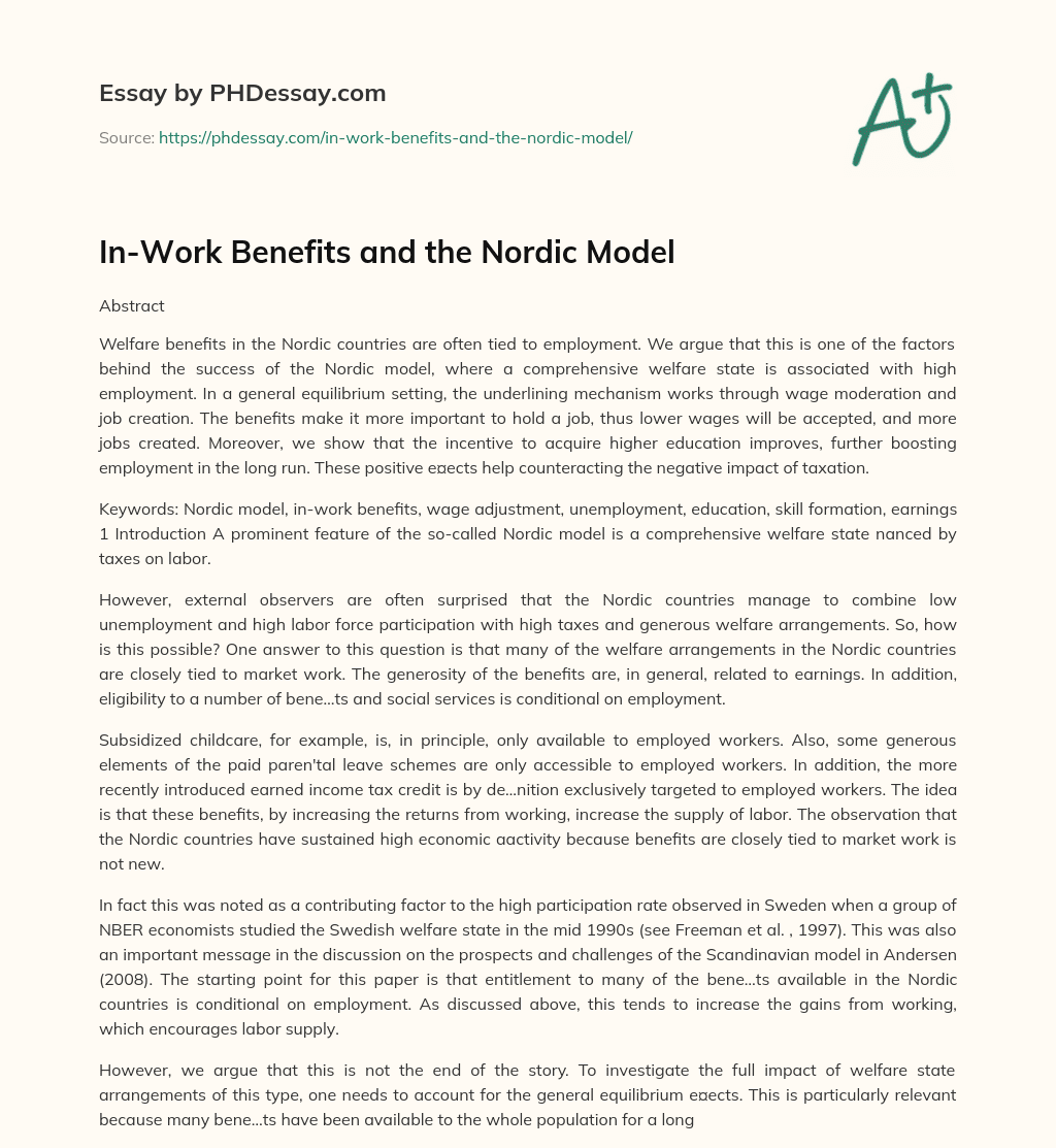 In-Work Benefits and the Nordic Model essay